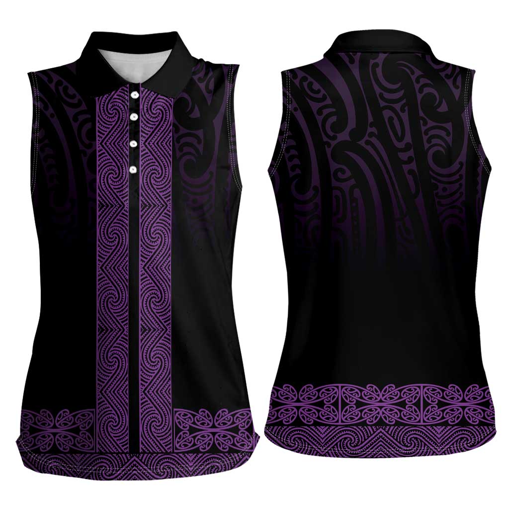 New Zealand Maori Kowhaiwhai Women Sleeveless Polo Shirt Waiporoporo Maui and Mangopare