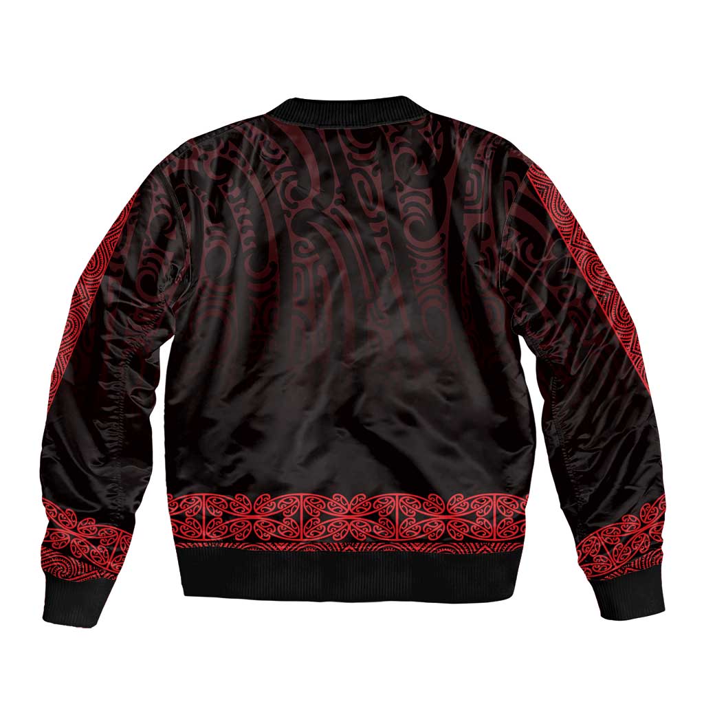 New Zealand Maori Kowhaiwhai Bomber Jacket Whero Maui and Mangopare LT9 - Polynesian Pride