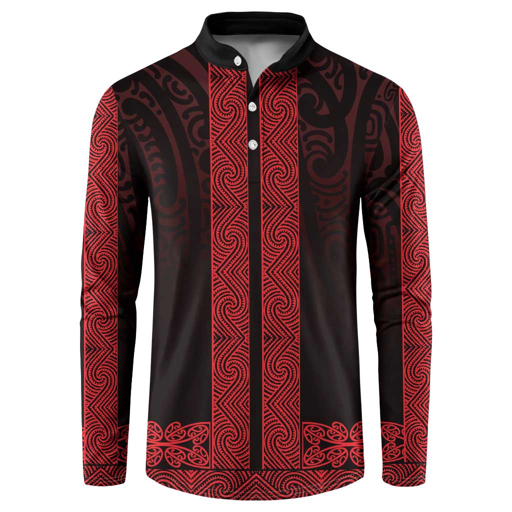 New Zealand Maori Kowhaiwhai Button Sweatshirt Whero Maui and Mangopare LT9 Red - Polynesian Pride