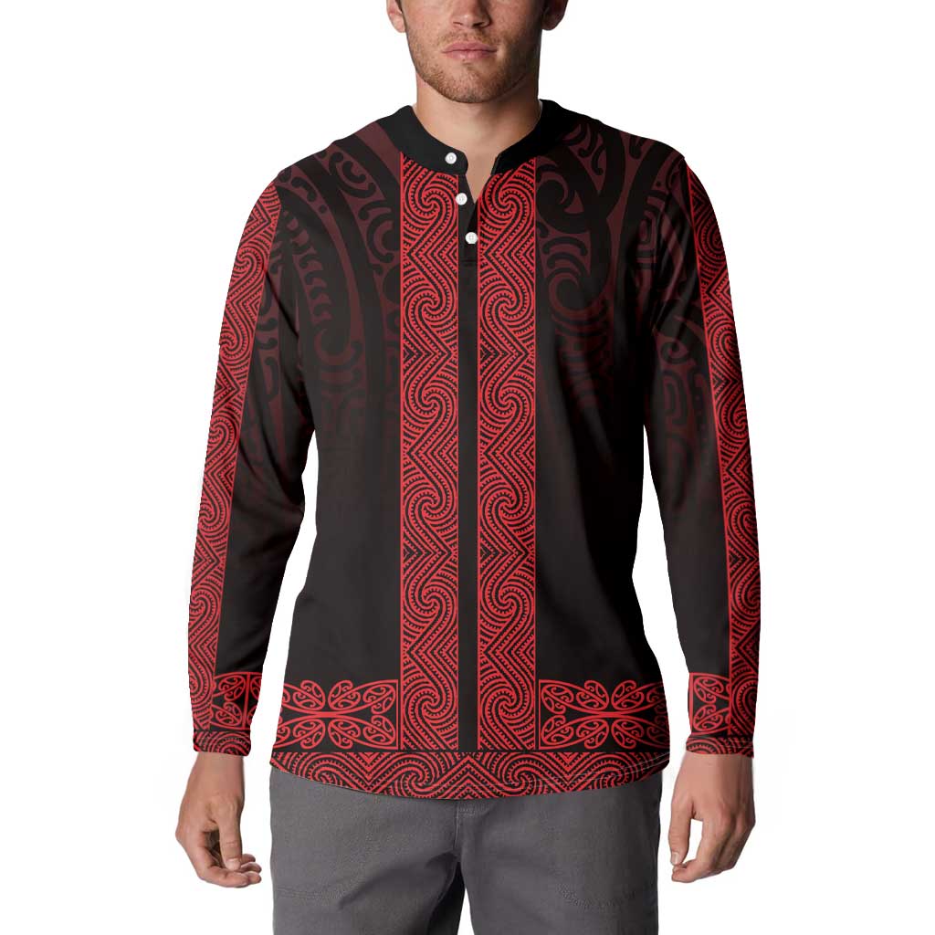New Zealand Maori Kowhaiwhai Button Sweatshirt Whero Maui and Mangopare LT9 - Polynesian Pride