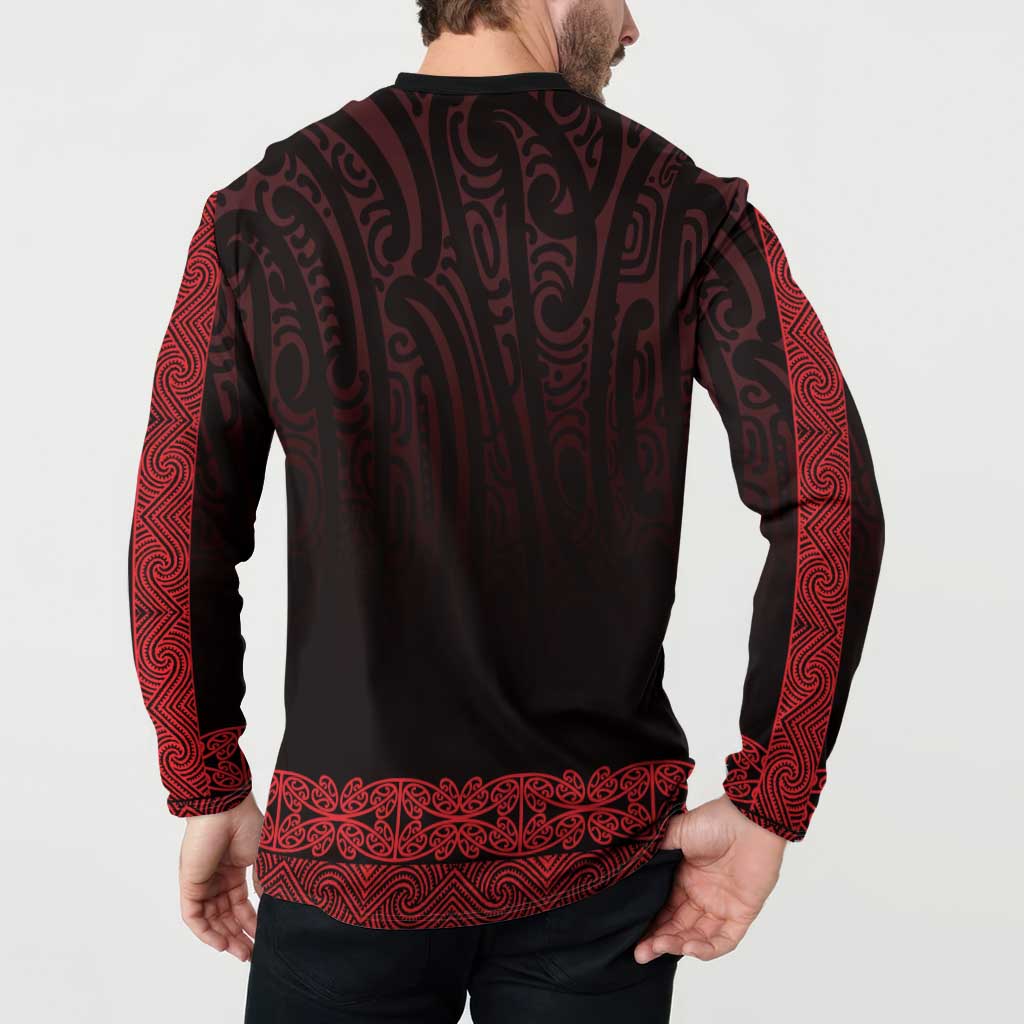 New Zealand Maori Kowhaiwhai Button Sweatshirt Whero Maui and Mangopare LT9 - Polynesian Pride
