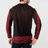 New Zealand Maori Kowhaiwhai Button Sweatshirt Whero Maui and Mangopare LT9 - Polynesian Pride