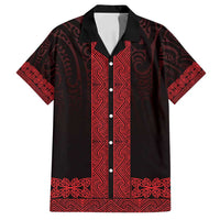 New Zealand Maori Kowhaiwhai Family Matching Off Shoulder Short Dress and Hawaiian Shirt Whero Maui and Mangopare
