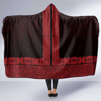 New Zealand Maori Kowhaiwhai Hooded Blanket Whero Maui and Mangopare