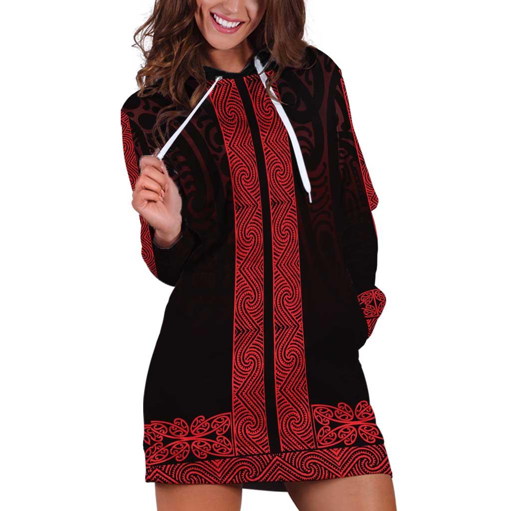 New Zealand Maori Kowhaiwhai Hoodie Dress Whero Maui and Mangopare