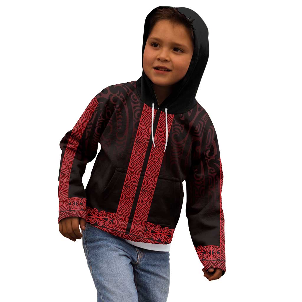 New Zealand Maori Kowhaiwhai Kid Hoodie Whero Maui and Mangopare