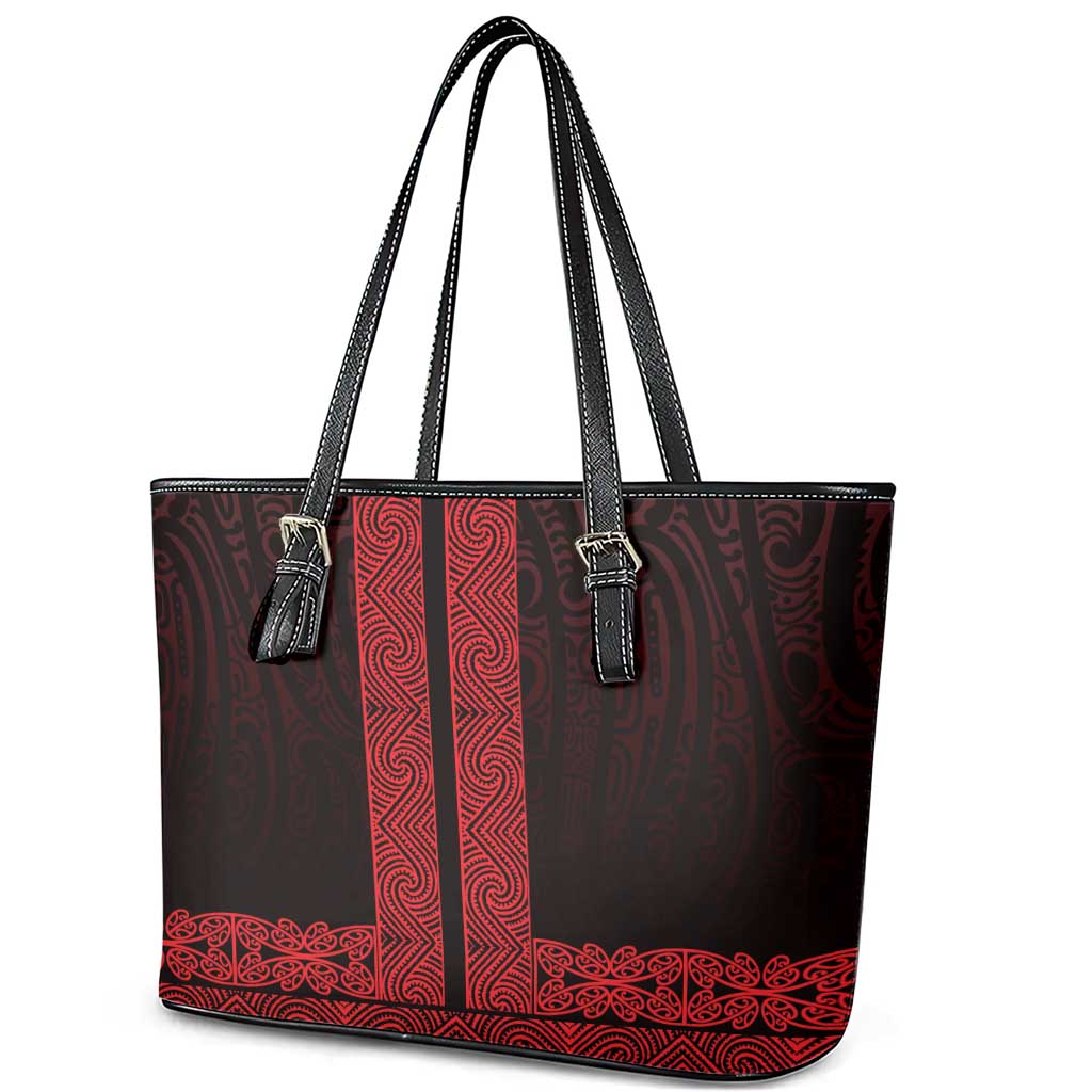 New Zealand Maori Kowhaiwhai Leather Tote Bag Whero Maui and Mangopare