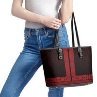 New Zealand Maori Kowhaiwhai Leather Tote Bag Whero Maui and Mangopare