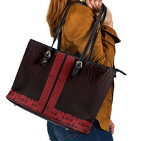 New Zealand Maori Kowhaiwhai Leather Tote Bag Whero Maui and Mangopare