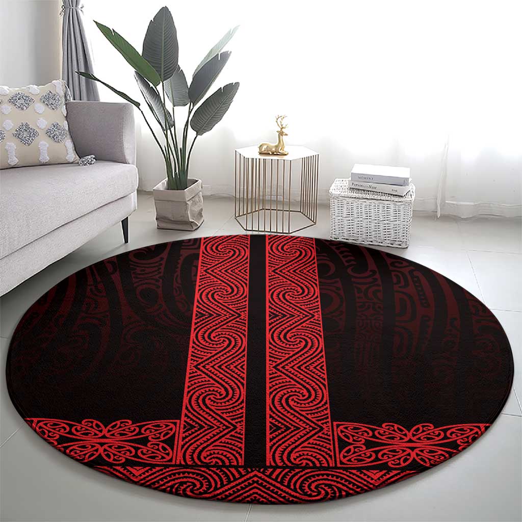 New Zealand Maori Kowhaiwhai Round Carpet Whero Maui and Mangopare