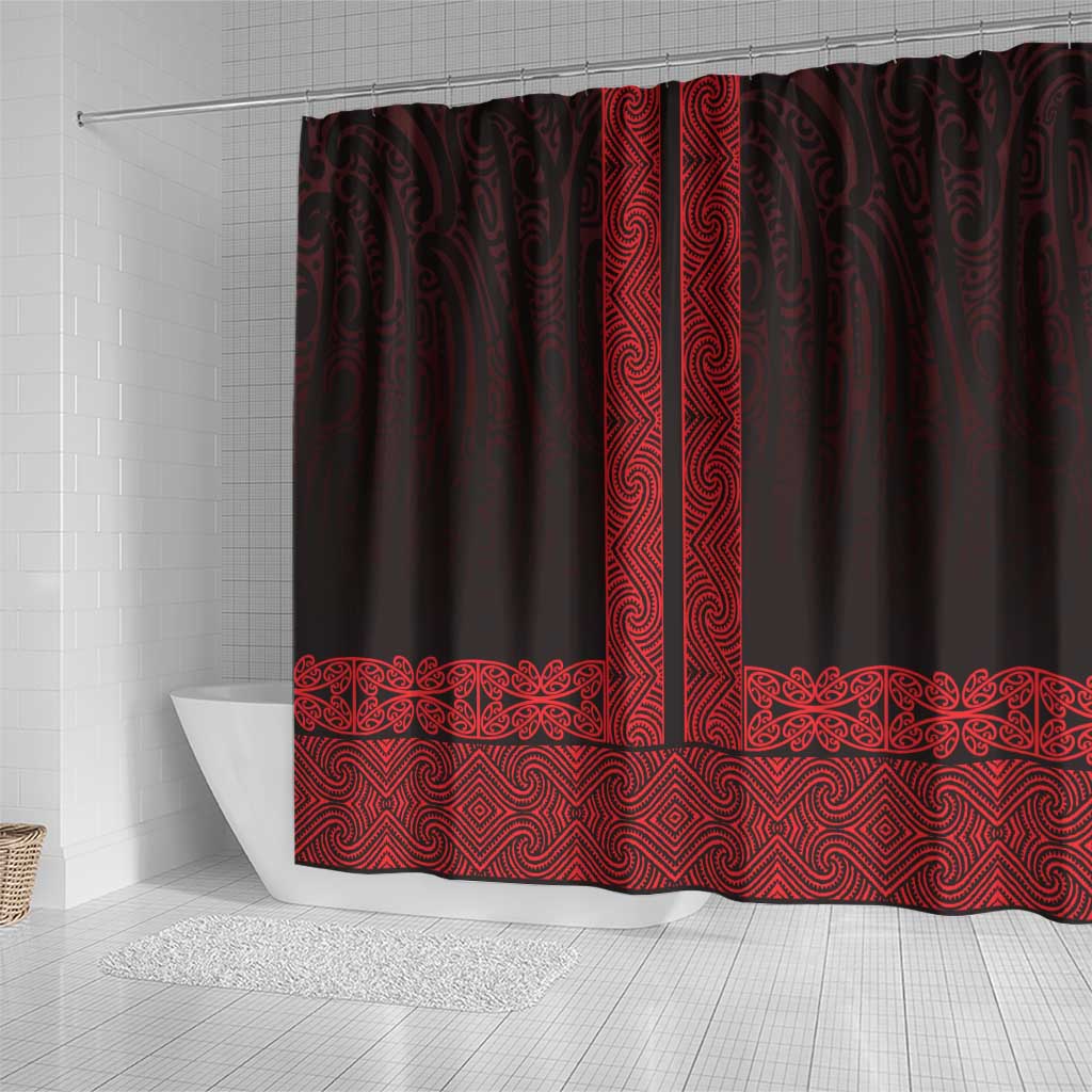 New Zealand Maori Kowhaiwhai Shower Curtain Whero Maui and Mangopare