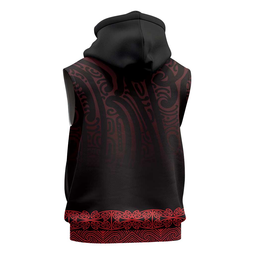 New Zealand Maori Kowhaiwhai Sleeveless Hoodie Whero Maui and Mangopare - Polynesian Pride