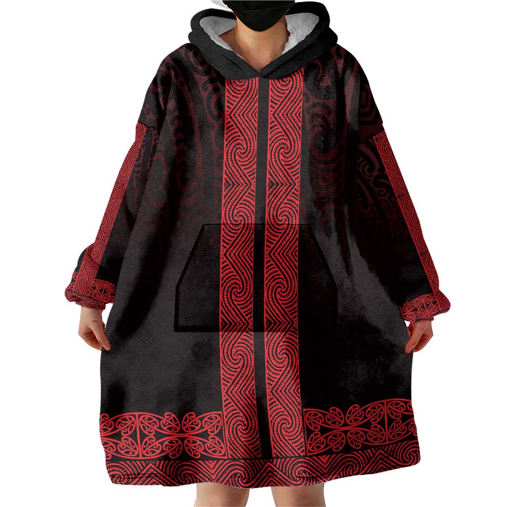 New Zealand Maori Kowhaiwhai Wearable Blanket Hoodie Whero Maui and Mangopare