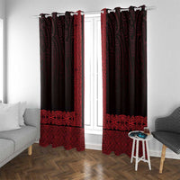 New Zealand Maori Kowhaiwhai Window Curtain Whero Maui and Mangopare LT9 With Grommets Red - Polynesian Pride