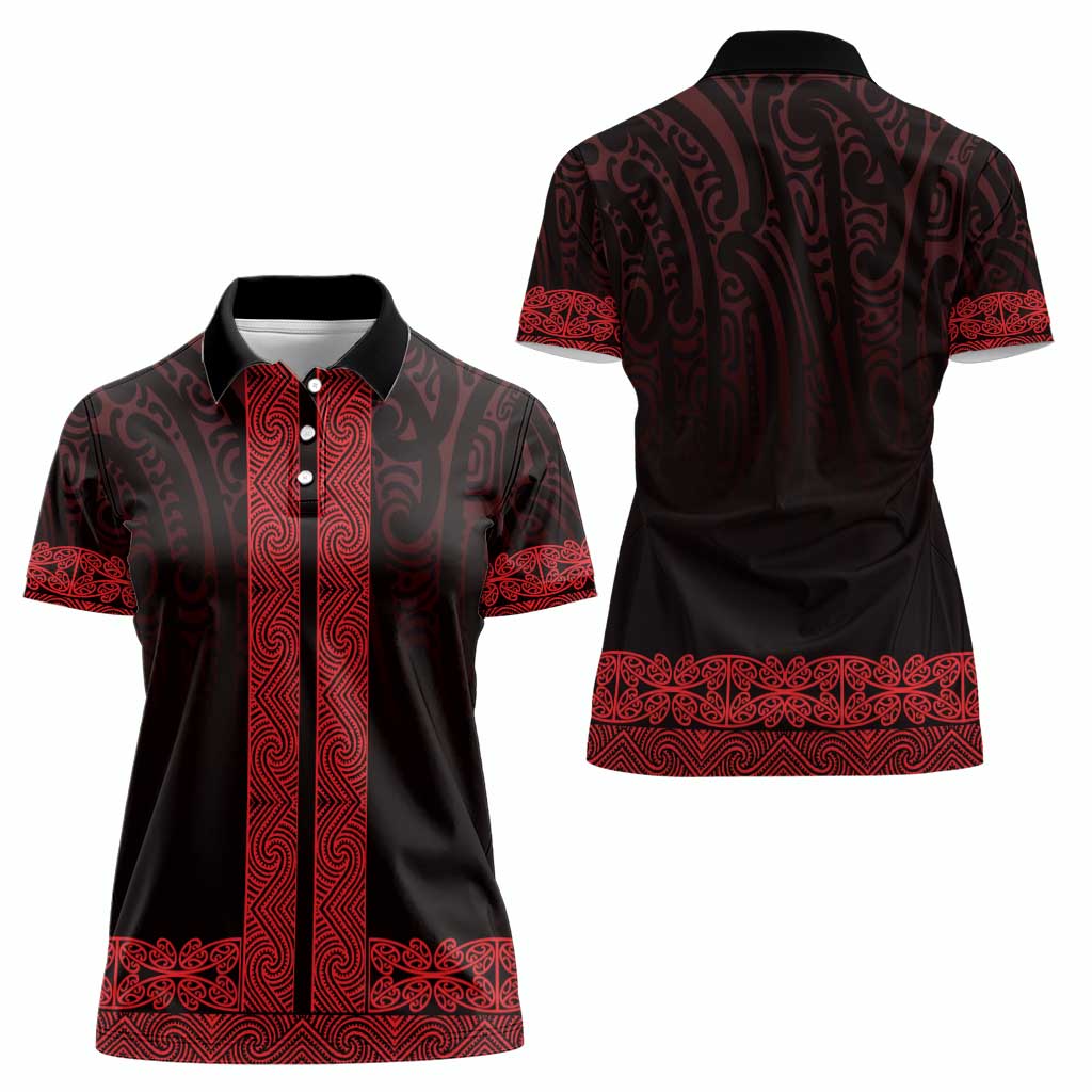 New Zealand Maori Kowhaiwhai Women Polo Shirt Whero Maui and Mangopare