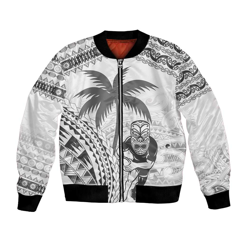 Custom Fiji Black Fern Bomber Jacket Maori Warroir with Fijian Masi Pattern