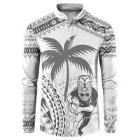 Custom Fiji Black Fern Button Sweatshirt Maori Warroir with Fijian Masi Pattern