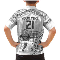 Custom Fiji Black Fern Family Matching Mermaid Dress and Hawaiian Shirt Maori Warroir with Fijian Masi Pattern