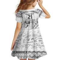 Custom Fiji Black Fern Family Matching Short Sleeve Bodycon Dress and Hawaiian Shirt Maori Warroir with Fijian Masi Pattern