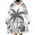 Custom Fiji Black Fern Wearable Blanket Hoodie Maori Warroir with Fijian Masi Pattern