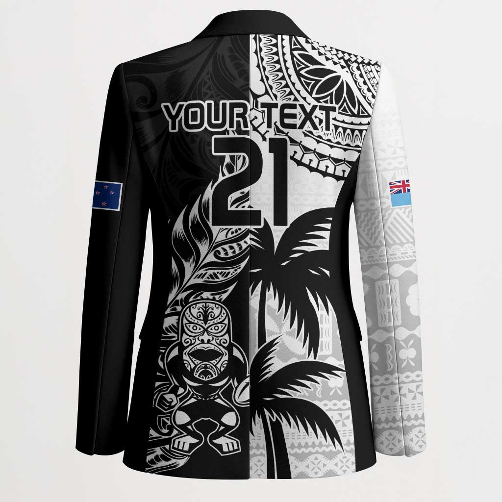 Fiji New Zealand Rugby Personalised Blazer Maori and Tapa Pattern LT9 - Polynesian Pride