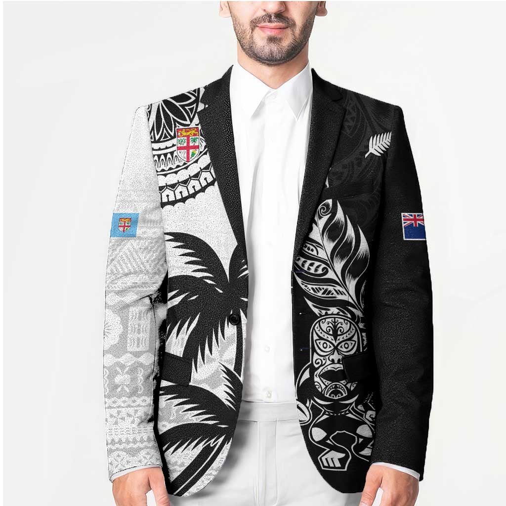 Fiji New Zealand Rugby Personalised Blazer Maori and Tapa Pattern LT9 - Polynesian Pride