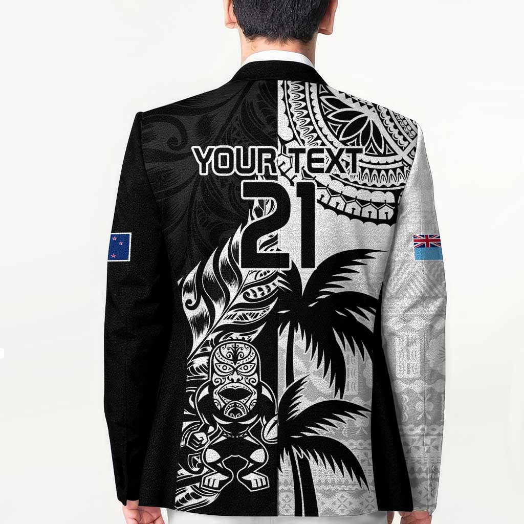 Fiji New Zealand Rugby Personalised Blazer Maori and Tapa Pattern LT9 - Polynesian Pride