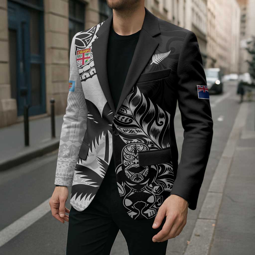 Fiji New Zealand Rugby Personalised Blazer Maori and Tapa Pattern LT9 - Polynesian Pride
