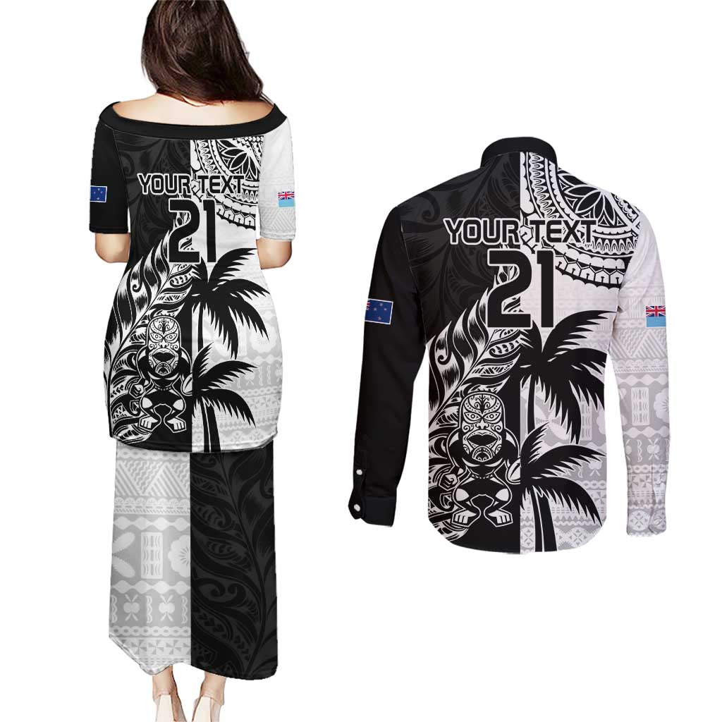 Custom Fiji New Zealand Couples Matching Puletasi and Long Sleeve Button Shirt Maori mix Tapa Pattern Version LT9 - Polynesian Pride