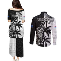 Custom Fiji New Zealand Couples Matching Puletasi and Long Sleeve Button Shirt Maori mix Tapa Pattern Version LT9 - Polynesian Pride