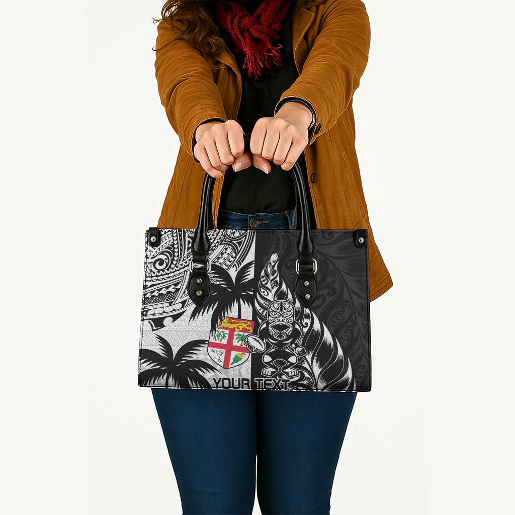 Fiji New Zealand Rugby Personalised Leather Bag Maori and Tapa Pattern - Polynesian Pride