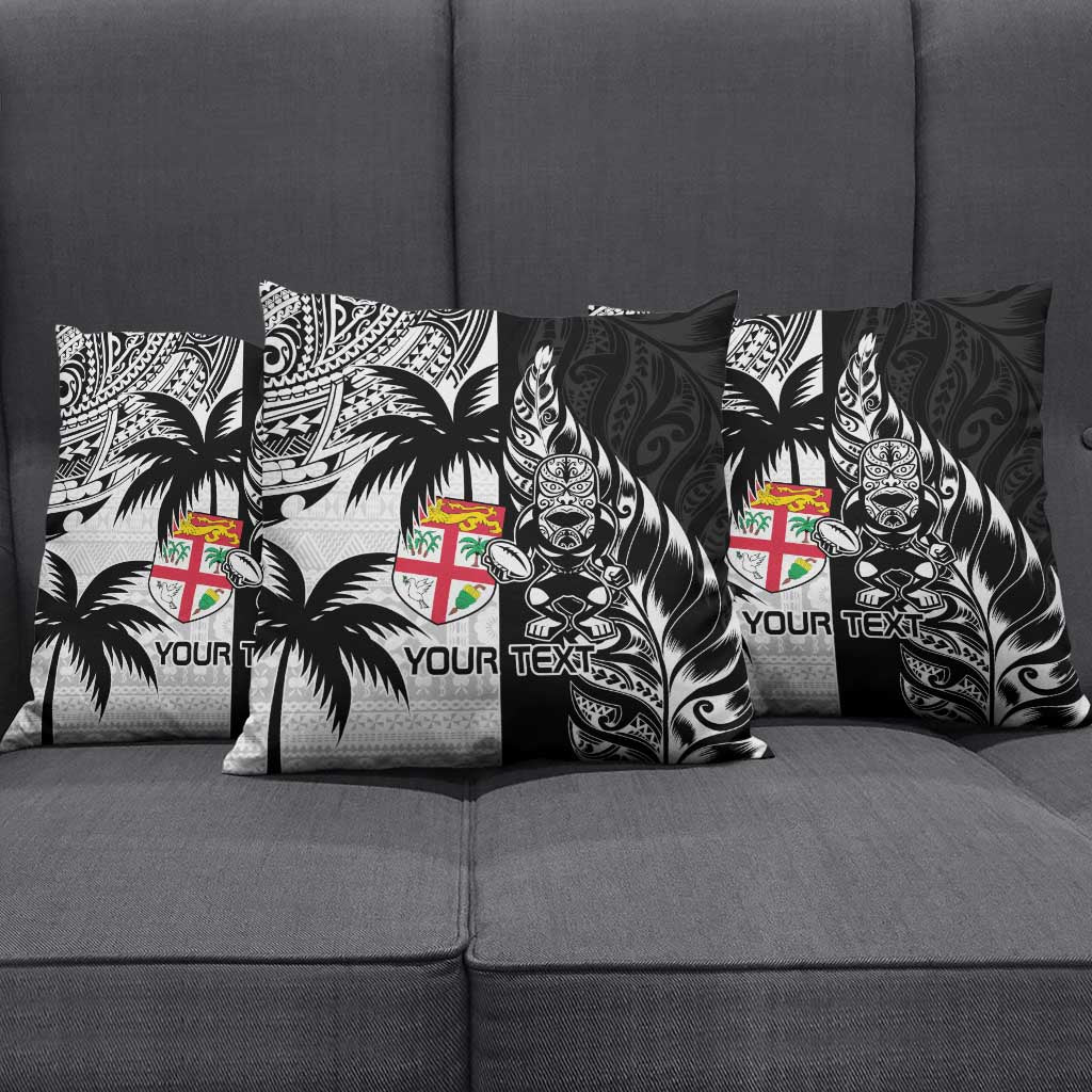 Fiji New Zealand Rugby Personalised Pillow Cover Maori and Tapa Pattern - Polynesian Pride