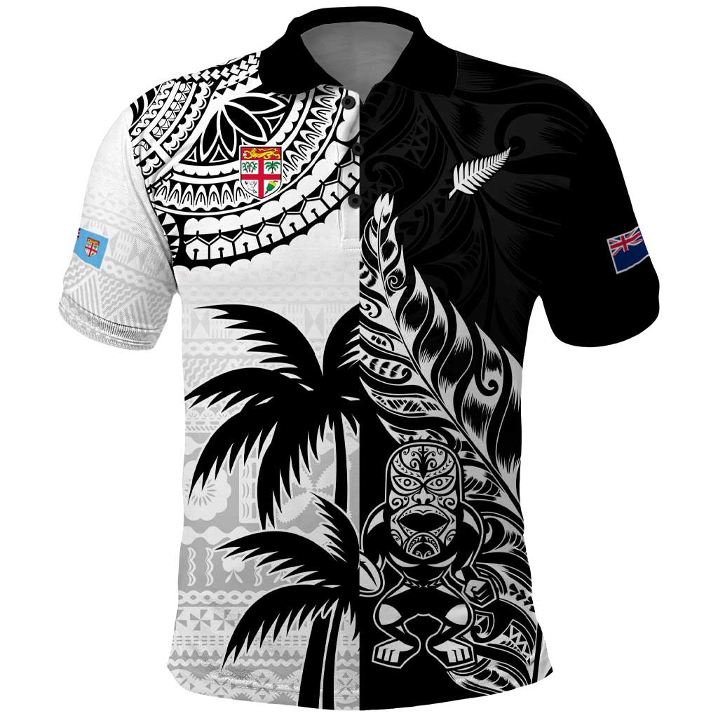 Custom Fiji New Zealand Polo Shirt Maori mix Tapa Pattern Version