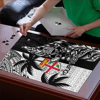 Fiji New Zealand Rugby Personalised Puzzle Maori and Tapa Pattern - Polynesian Pride