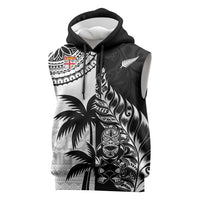 Fiji New Zealand Rugby Personalised Sleeveless Hoodie Maori and Tapa Pattern - Polynesian Pride