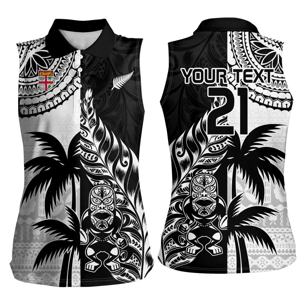 Custom Fiji New Zealand Women Sleeveless Polo Shirt Maori mix Tapa Pattern Version LT9 - Polynesian Pride