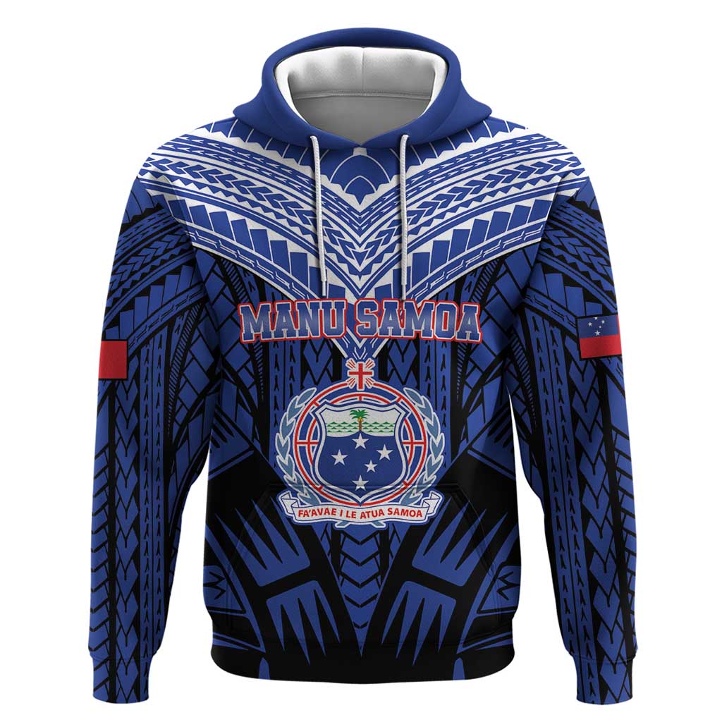 Custom Manu Samoa Sevens Rugby Zip Hoodie Samoan Tribal Tattoo