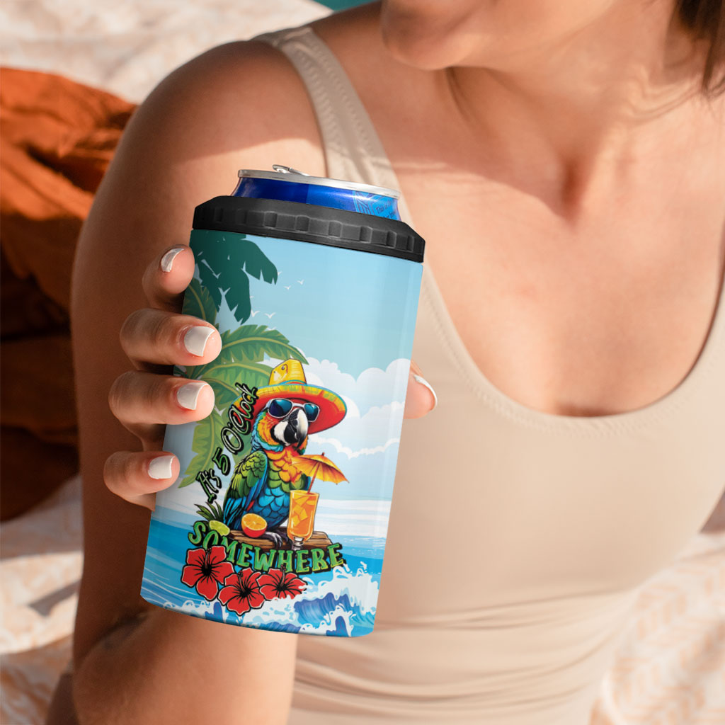 Funny Parrot Margarita Five O'clock Somewhere 4 in 1 Can Cooler Tumbler