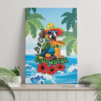 Funny Parrot Margarita Five O'clock Somewhere Canvas Wall Art