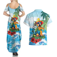 Funny Parrot Margarita Five O'clock Somewhere Couples Matching Summer Maxi Dress and Hawaiian Shirt