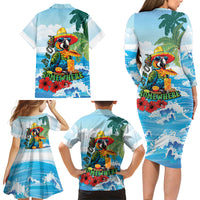 Funny Parrot Margarita Five O'clock Somewhere Family Matching Long Sleeve Bodycon Dress and Hawaiian Shirt LT9 - Polynesian Pride