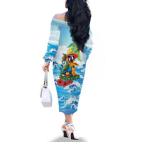 Funny Parrot Margarita Five O'clock Somewhere Family Matching Off The Shoulder Long Sleeve Dress and Hawaiian Shirt LT9 - Polynesian Pride