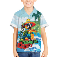 Funny Parrot Margarita Five O'clock Somewhere Family Matching Off The Shoulder Long Sleeve Dress and Hawaiian Shirt LT9 Son's Shirt Blue - Polynesian Pride