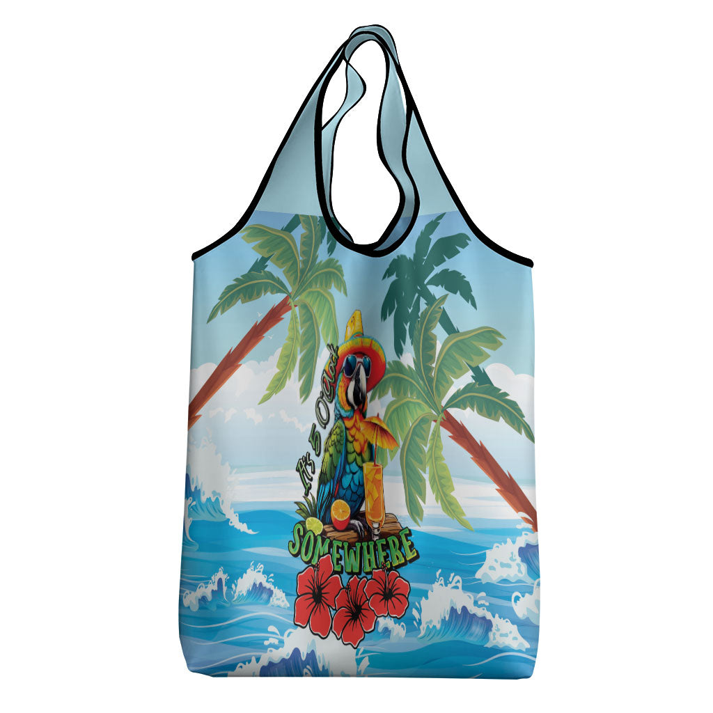 Funny Parrot Margarita Five O'clock Somewhere Grocery Bag