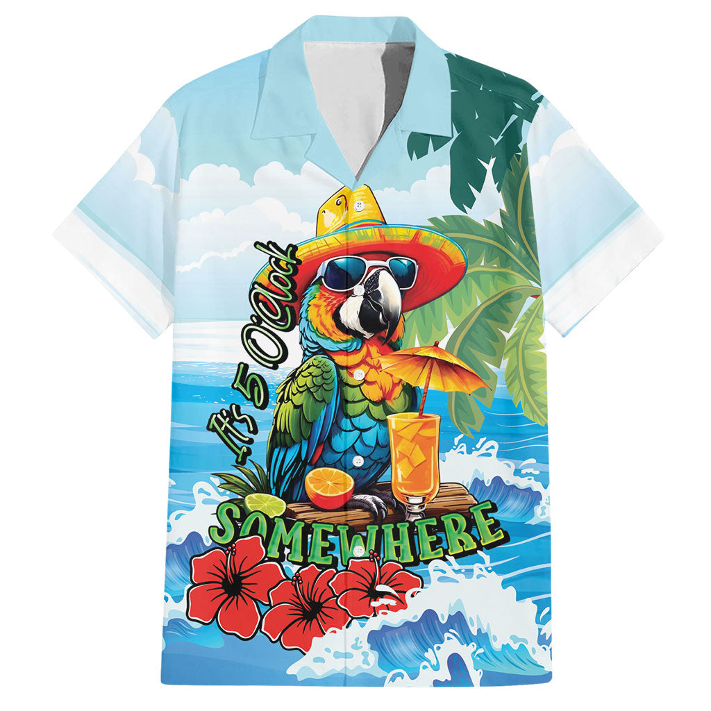 Funny Parrot Margarita Five O'clock Somewhere Hawaiian Shirt LT9 Blue - Polynesian Pride