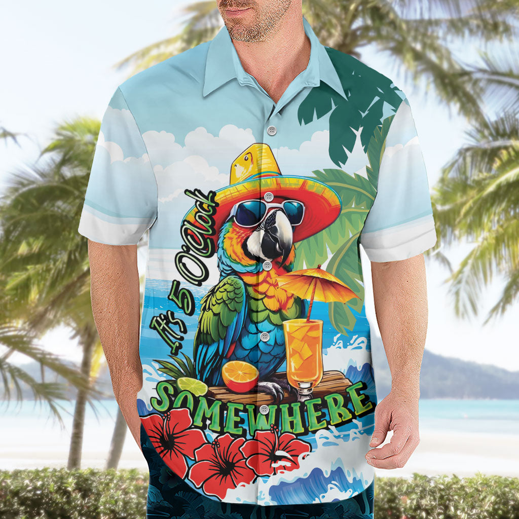 Funny Parrot Margarita Five O'clock Somewhere Hawaiian Shirt