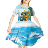 Funny Parrot Margarita Five O'clock Somewhere Kid Short Sleeve Dress