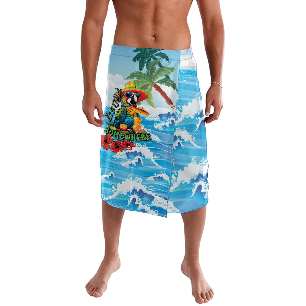 Funny Parrot Margarita Five O'clock Somewhere Lavalava LT9 Blue - Polynesian Pride