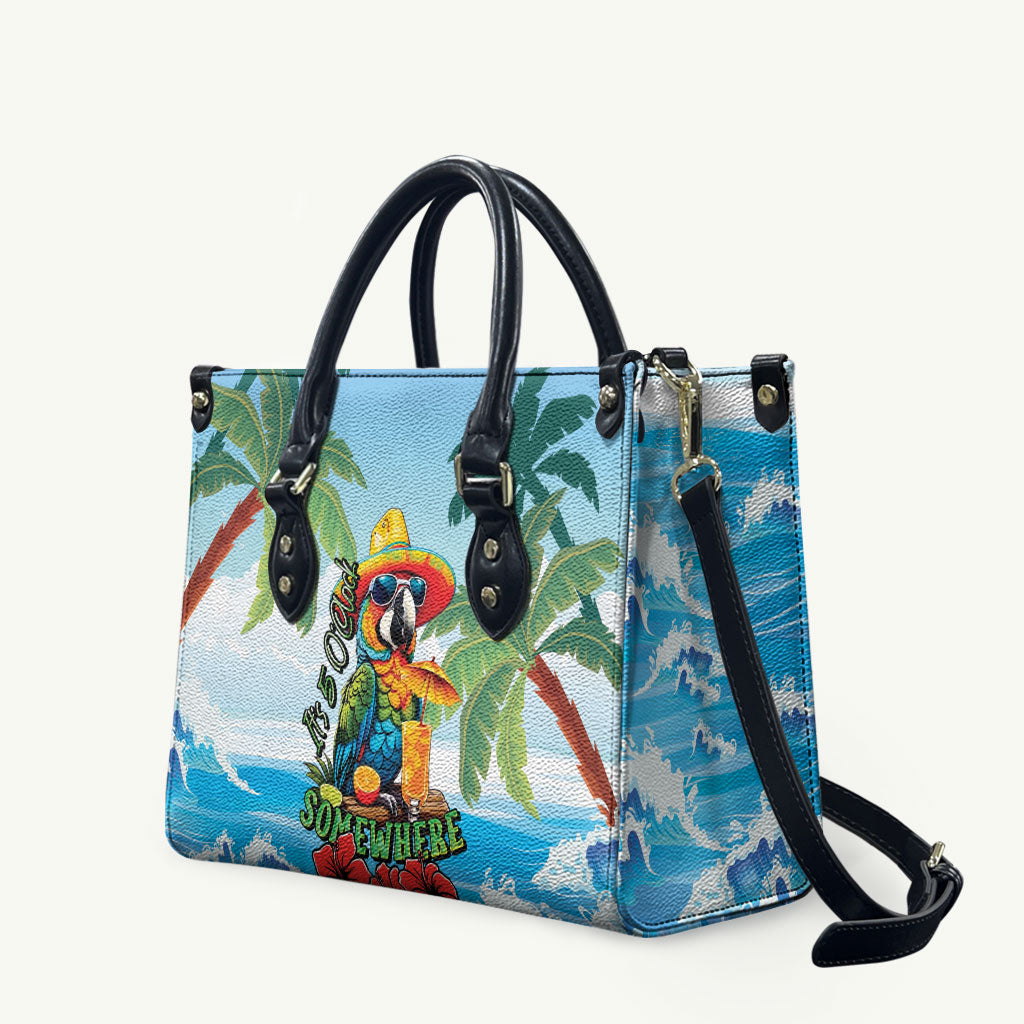 Funny Parrot Margarita Five O'clock Somewhere Leather Bag