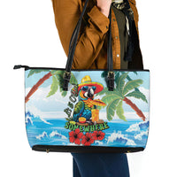 Funny Parrot Margarita Five O'clock Somewhere Leather Tote Bag